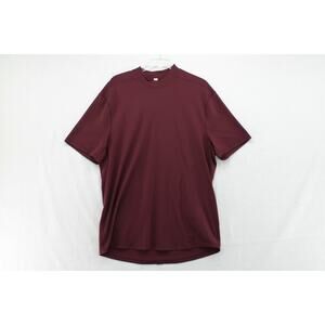 Lululemon License to Move T-Shirt Men's Large Burgundy Mock Neck Waffle Knit